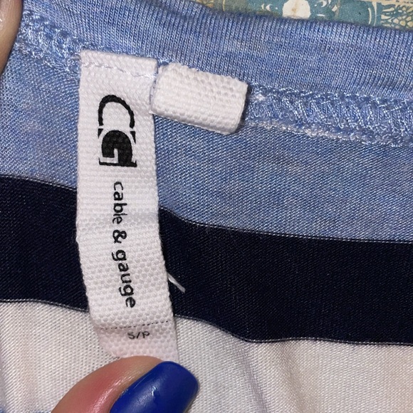 Cable & Gauge Petite Striped, Strappy Back Shortsleeved Top - Picture 6 of 9